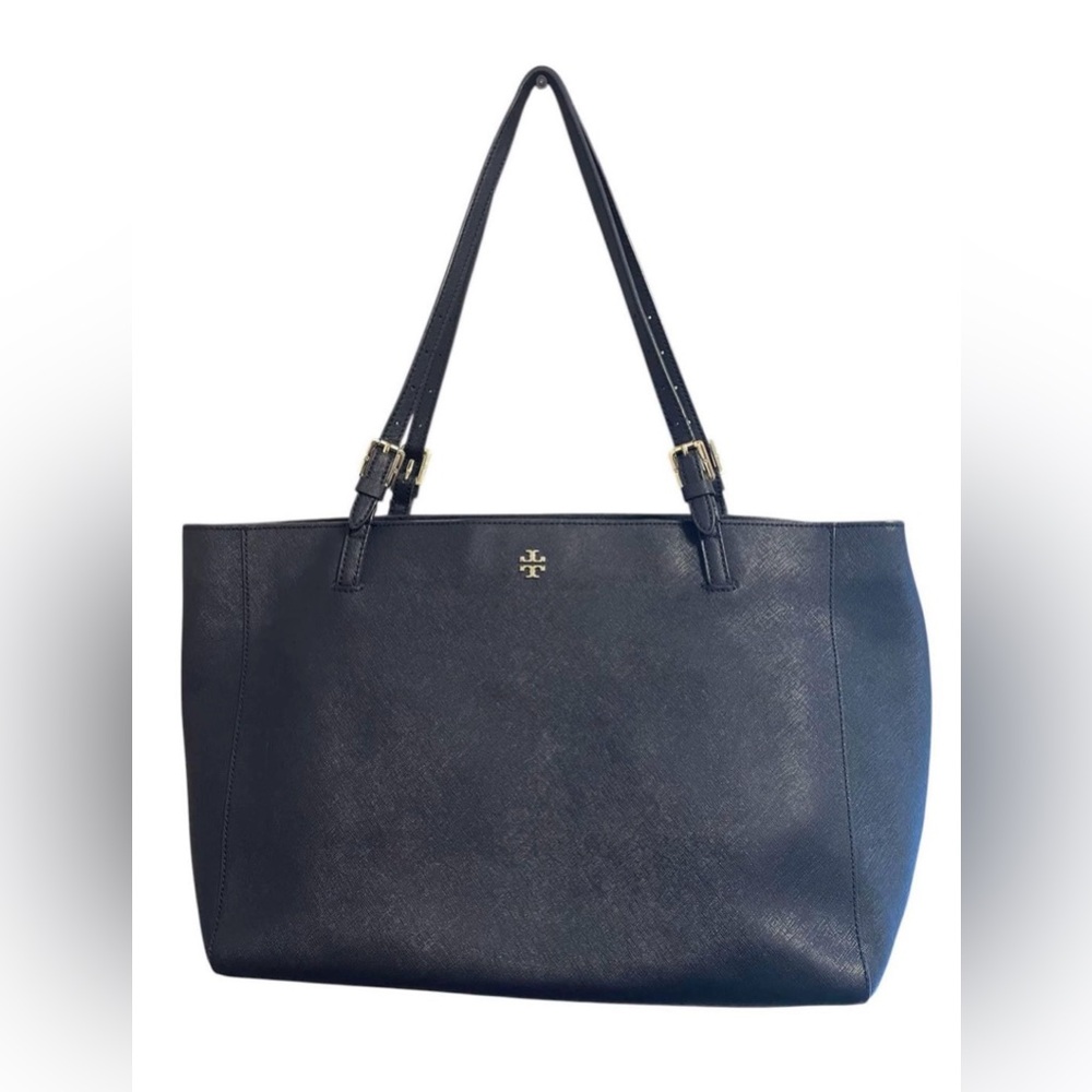 TORY BURCH Saffiano Leather Robinson Tote Navy Blue